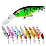 OriGlam 10 Pack Fishing Lures Hard Baits, 3D Eyes Minnow Fishing Lures Crankbait, Swimbait Fishing Tackle Lure Kit for Freshwater/Saltwater/Topwater, Bass, Trout, Walleye, Redfish