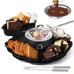 2-in-1 S'mores Maker and Chocolate Fondue Set, 280W Electric Marshmallow Roaster with Temp Control & 10 Accessories for Indoor Parties and Movie Nights