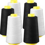 BBTO 6 Rolls 3000 Yard (Each) Sewing Thread Serger Sewing Machine Thread Polyester Thread Spools Overlock Cone Thread for Sewing Quilting Machine