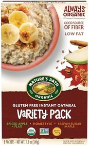 Nature’s Path Instant Oatmeal Variety Pack, Healthy, Organic, Gluten Free, 8 Pouches per Box, 11.3 Ounces (Pack of 6)