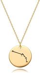 MEVECCO Gold Necklace Coin Disc Zodiac 12 Constellation Aries Star Connected Engraved Horoscope Sign Astrology Pendant 18K Gold Plated Chain Dainty Personalized Simple Jewelry