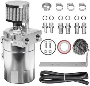 VehiMata Baffled Oil Catch Can,Oil Separator Catch Can with Breather Filter 300ml Universal Aluminum