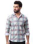 Indian Needle Coral Checked Corduroy Casual Shirt for Men (Coral, XXL)