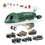 jenilily Military Cargo Aeroplane with Car Toys Set, Vehicles Trucks Light & Sound Playset for Kids Boys 3 4 5 years old