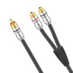 J&D RCA Y-Splitter Cable, 1 RCA Male to 2 RCA Female Short Y Splitter Cable Extension Cord Gold Plated Adapter Digital Stereo Audio Cable, 0.3 Meter