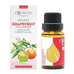 Essences Bulgaria Organic Grapefruit Essential Oil 0.51 Fl Oz 15ml Citrus paradisi 100% Pure Natural Undiluted Therapeutic Grade for Home Aromatherapy Home Diffuser Humidifier Hot Tub and Massage Oil