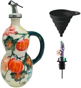 Windefun 18.26oz/540ml Decorative Olive Oil Dispenser Bottle for Kitchen,Hand Painted Relief Ceramic Olive Oil Bottle,Ceramic Oil Container (Pumpkin)