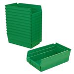 Akro-Mils 30130 Plastic Organizer and Storage Bins for Refrigerator, Kitchen, Cabinet, or Pantry Organization, 12-Inch x 6-Inch x 4-Inch, Green, 12-Pack