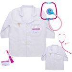 Sophia's 18" Doll and Child Matching Doctor Lab Coats with Stethoscopes, Syringes, and Name Tags, 8 pc.