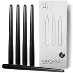 12 Pack Black Taper Candles, Topsics 10 Inch Unscented Black Long Candles Low Heat Halloween Taper Candles, Perfect for Dinner, Party, & Churches Home Décor