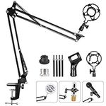 Microphone Stand Mic Stand, HAUEA Upgrade Adjustable Mic Suspension Boom Arm with 3/8" to 5/8" Adapter, Shock Mount, Mic Clip, Professional Recording Equipment, for Blue Yeti Nano Snowball Others