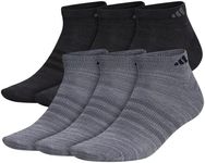 adidas Superlite Low Cut Socks (6-pair), Grey/Onix-Grey Space Dye/Black, Large (Mens Shoe Sizes 6-12)