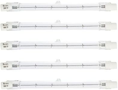 Simba Lighting Halogen R7S 118mm T3 500W Dimmable 7500lm (5 Pack) J Type Linear Double Ended Floodlight Bulb 360º Beam Angle 120V for Work, Security, Landscape Lights, Floor Lamps, Warm White 2700K