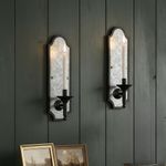 Woparty Vintage Wall Sconce Candle Holder, Black Bronze with Galvanized Metal Backplate, 16.14x4.92 Inch, Decorative Wall Mount, 2-Pack