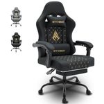 Symino Gaming Chair with Footrest, Computer Ergonomic Video Game Chair, Adjustable Swivel Task Chair with Lumbar Support, PC Chair, Office Chair PU Leather, Black