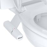 Hibbent Bidet Attachment Dual Nozzles Non-Electric Mechanical for Hygienic Washing for Rear & Feminine Cleansing Bidet Toilet Attachment in White with Chrome-Plated Knobs