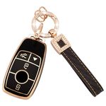 EKALA for Mercedes Key Fob Cover, 4 Buttons Soft TPU Key Fob Protector with Key Fob Keychain Fit for Mercedes Benz A B C E G S Class SL SLC CLS CLA GLB GLC GLE GLS AMG Smart Key Case Shell (BP-Bz-4L)