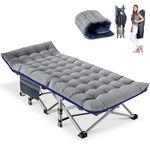 Obqer Folding Camp Bed with Mattress and Side Pocket, 28" Extra Wide 200kg Heavy Duty Camping Cot, Steel Frame and Oxford Cloth Guest Bed, 75x28x15 Inches, Camp Beds for Adults Garden Travel