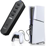YUANHOT USB Hub for PS5 Slim, High-Speed USB Port Expander Adapter with 4 USB Data Expansion Ports & 1 USB Charging Port & 1 Type C Port Compatible with PlayStation 5 Slim Disc/Digital Edition