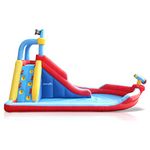 Inflatable Water Slide Splash Pool - Bounce Water Slide Pirate Blaster Splash Pool Water Park w/Water Splash Function, Climbing Wall, Water Pool, Long Water Slide - Blower, Bag - SereneLife SLIS920