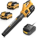 EWORK Cordless Leaf Blower - 21V Electric Leaf Blower Cordless with (2) 3.0Ah Battery and Fast Charger 400CFM Variable Speed & Turbo Mode - Battery Powered Leaf Blowers for Lawn Care and Patio