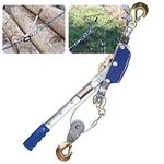 DFGENLY Dual Gear Power Puller, Hand Winch Ratchet Puller with Cable and Hook, Portable Steel Power Puller Manual Winch Come Along for Moving, Placing and Installing Heavy Equipment