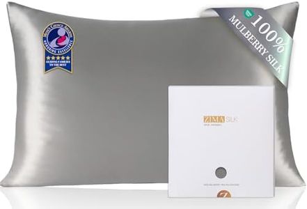 ZIMASILK 100% Pure Mulberry Silk Pillowcase for Hair and Skin Health,Soft and Smooth,Both Sides Premium Grade 6A Silk,600 Thread Count,with Hidden Zipper,1pc (King 20''x36'', Gray)