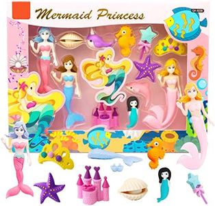 Animal Erasers Desk Pets for Kids Girls Pencil Erasers Mermaid Puzzle Erasers Take Apart Eraser Toys for Christmas Birthday Party Gifts