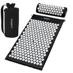 Risefit Acupressure Mat and Pillow Set Eco-Friendly Back Neck and Sciatic Pain Relief Acupuncture Massager Cushion, Free Carry Bag for Storage (Black)