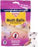 Zero In New Generation Moth Balls - 10-Pack. Place in Wardrobes, Cupboards and Drawers to Kill Clothes Moths, Eggs, and Larvae. Fragranced, White