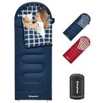 KingCamp Kids Sleeping Bag Flannel Lined Cold Weather 3-4 Season Sleeping Bag for Teens Youth Child Boys Girls Camping Hiking Backpacking, Waterproof Lightweight & Compact, Blue