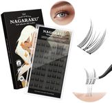 NAGARAKU Self Adhesive DIY Eyelash Clusters 48 Pcs No Glue and Remover Needed One-Step Press On Pre-Glued Self Stick No Damage Reusable Cluster Lashes Natural Cat Elf (SA-08,0.07mm C Curl 11-13mm）