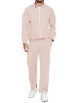 COOFANDY Mens Sweatsuits 2 Piece Set Casual Tracksuits Running Sweat Outfits Sets Activewear Suits Champagne XX-Large