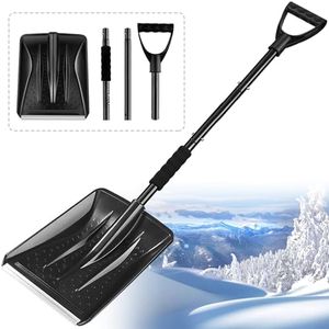 Snow Shovel with Lightweight Steel Handle 127 cm Long Snow Shovel Sliding Edge with Aluminium Profile for Driveway, Camping, Snowman Play