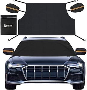 Sfee Car Windshield Snow Cover, Winter 85"x50" UV Protection Cover Magnets Double Side Design 210T Waterproof with Side Mirror Snow Covers Extra Large Size for Most Cars Trucks SUV + 4 Hooks
