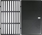 GFTIME 7637 44.5CM Grill Cooking Grate & Griddle for Weber Spirit Ⅰ & Ⅱ 200 series-Spirit E210/220 S210/220 Gas BBQ Grills (with Front Control Knobs), Cast Iron BBQ Grill Grid & Plate Replacement Part