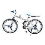 Amaze Kai Dual Suspension Bikes Latest Bmv Foldable Gear Cycle for Men with 21 Speed Gear 3 Spoke | Folding Mountain Bike with Double Disc Break & Mac Wheel, 26 Inch (White)