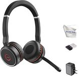 Jabra Evolve 75 Bluetooth Headset Bundle, Wall Charger, USB Dongle 7599-832-109-B, Pc, Mac, Jabra Headset for Phone Calls, Conferencing, Music, Podcast and Apps Team, Zoom, Webex