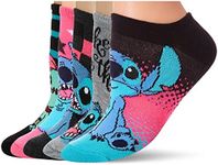 Disney Women's Lilo & Stitch 5 Pack No Show Socks, Assorted Pink Multi, 9-11