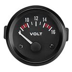 Aramox Voltmeter, 12V Universal Car Voltage Gauge of 52mm/2in Diameter, Voltage Meter with Black Dial and Round Panel, 8-16V Measurement Range, BX100007