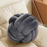 Knot Pillow Ball-Shaped Decorative Throw Pillows,Grey 27cm Cute Couch Cushion Knotted Plush Pillow Suitable for Living Room Bed Decoration Handmade Braided Throw Pillows