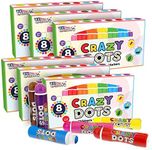 U.S. Art Supply Classroom Pack - 6 Boxes of 8 Color Crazy Dots Markers - Children's Washable Easy Grip Non-Toxic Paint - 48 Total Marker Daubers