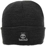 Timberland Unisex's Short Watch Cap with Woven Label Cold Weather Hat, Charcoal Heather Gray, One Size