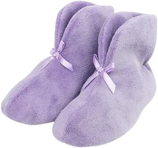 Forfoot Slipper Boots, Women's Winter House Slippers Cold Weather Soft Cozy Indoor Home Casual Ankle Purple Slipper Booties Fluffy Bedroom Boots US 9.5