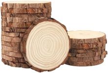 Kurtzy 20 Pack Unfinished Natural Wood Slices - 12-14cm / 4.72-5.51 inches Diameter 10mm Thick - Rustic Smooth Wooden Log Discs with Bark - for Arts & Crafts, DIY, Decorations, Christmas Ornaments
