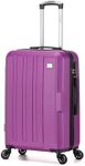 FLYMAX 24" Medium Suitcase Super Lightweight 4 Wheel Spinner Hard Shell ABS Luggage Hold Check in Travel Case 65Litre Purple