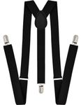 Trilece Suspenders for Men and Women Adjustable Elastic Y Back Style Suspender Strong Clips (Black)