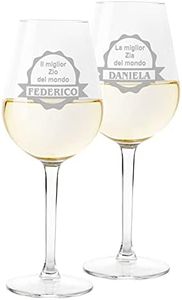 Colorfamily Coppia Calici Personalizzati Set da 2 calici vino personalizzati con nome Zio Zia migliore al mondo - bicchiere in vetro 500 ml