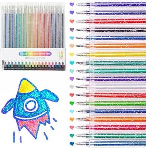 SAYEEC Glitter Gel Pens, 18 Colored Dual Metallic Gel Pens Set, 1.0mm Super Sparkle Gel Ink Pens Art Glitter Markers for Adult Coloring Book, Scrapbook, Drawing, Doodling, Card Making, Journaling