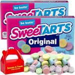 Sweet Tarts Candy | Colorful Assorted Flavors Blue Raspberry, Red Cherry, Purple Grape, Yellow Lemon & Green Apple | Fun Words on Each Conversational | Muchai Box Card (2 Pack Boxes, Original SweetTarts Movie Theater Box)